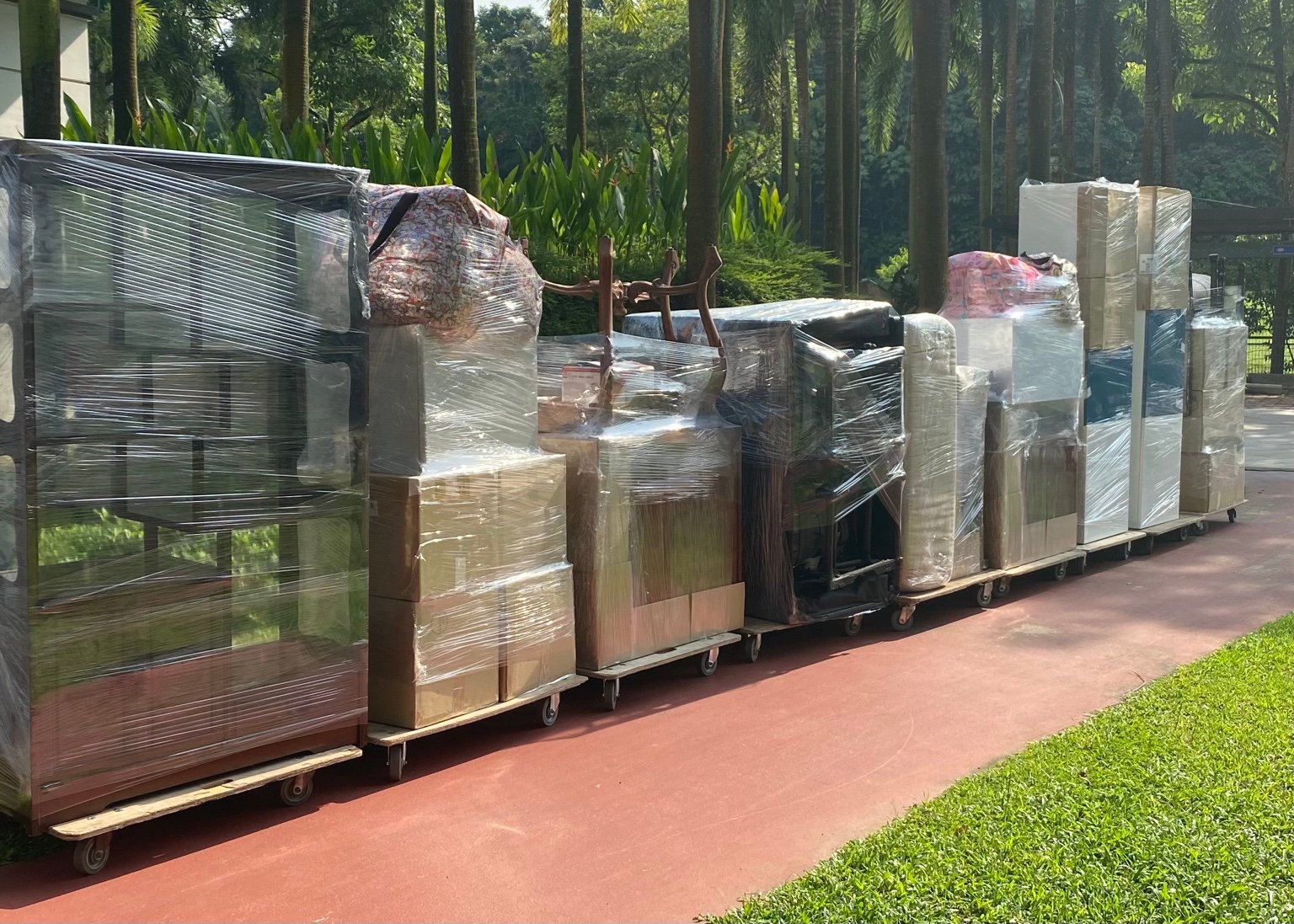Wrapped furniture ready for relocation