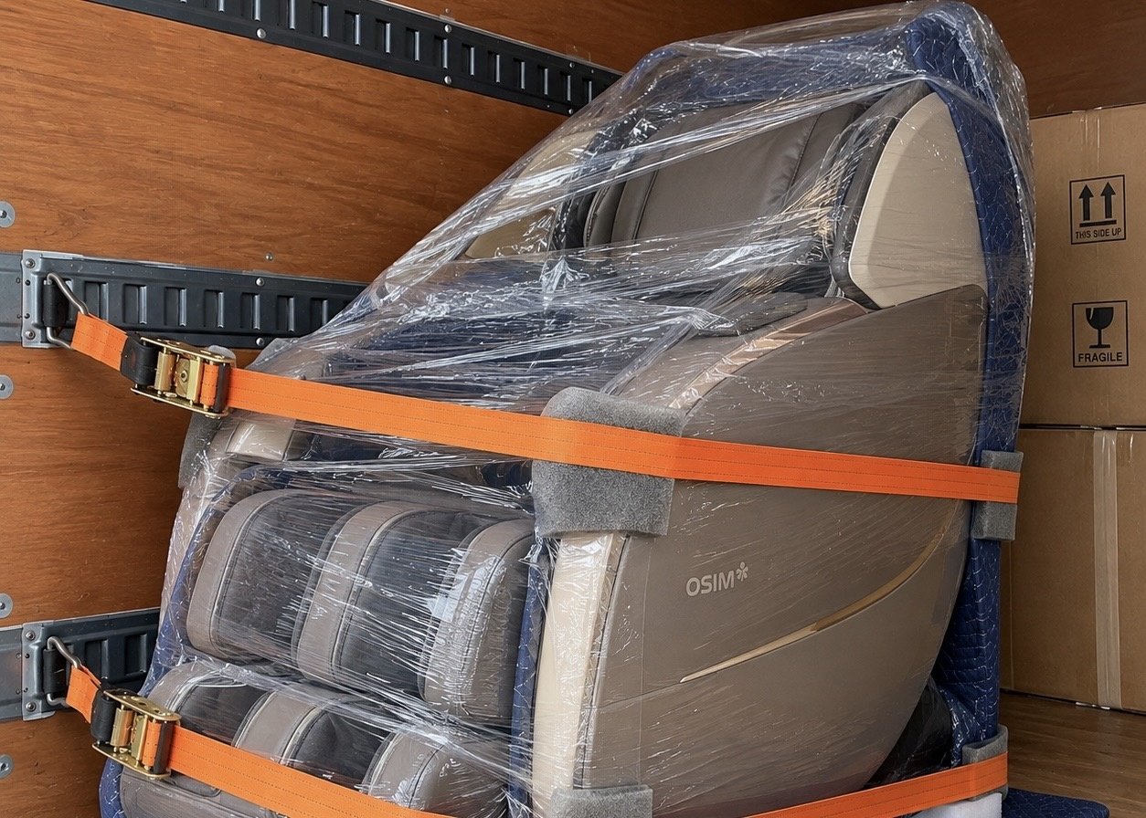 Furniture secured inside moving truck